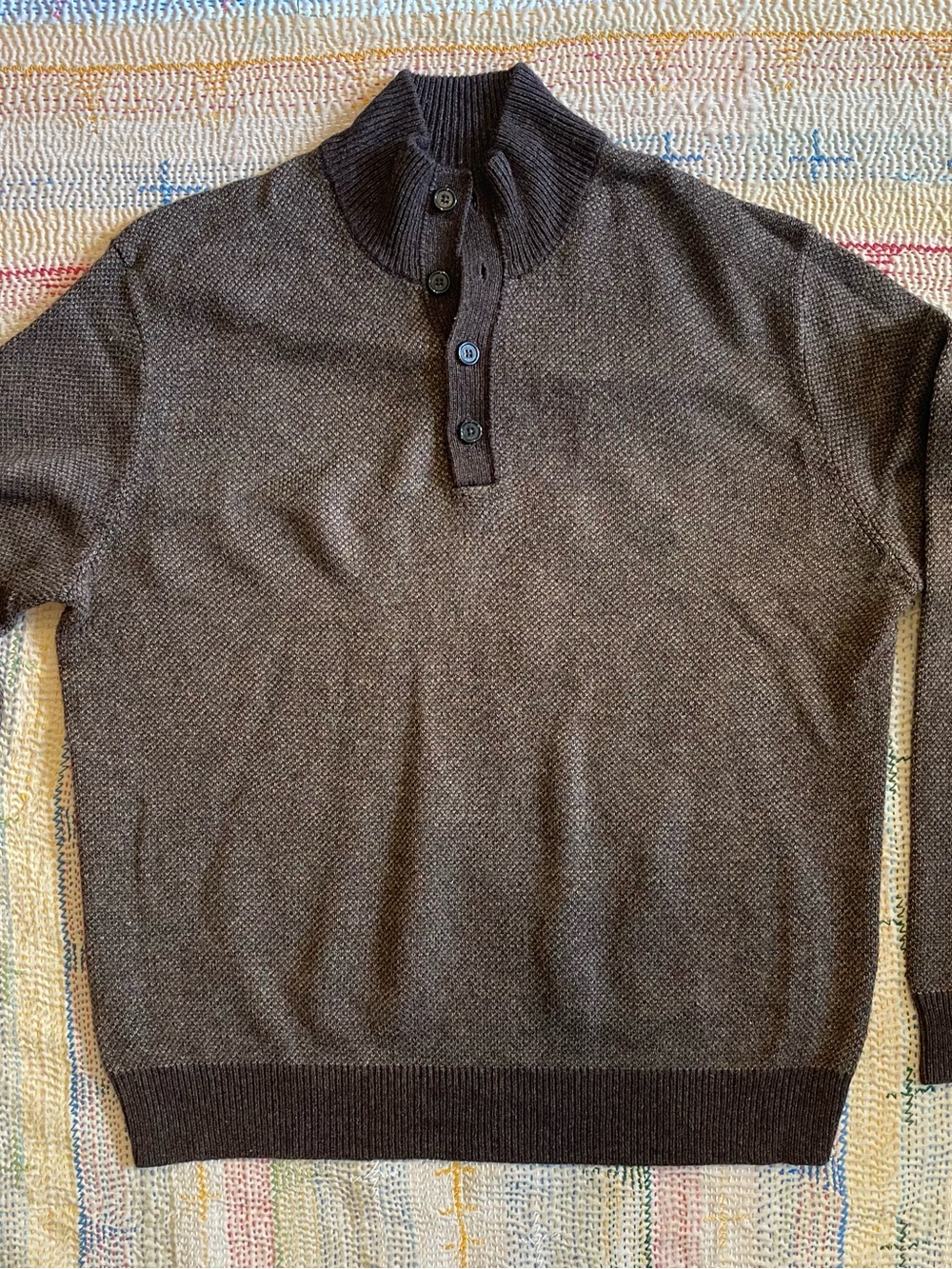 Men's Ralph Lauren Brown Sweater With Buttons Size XL 100% Slik
